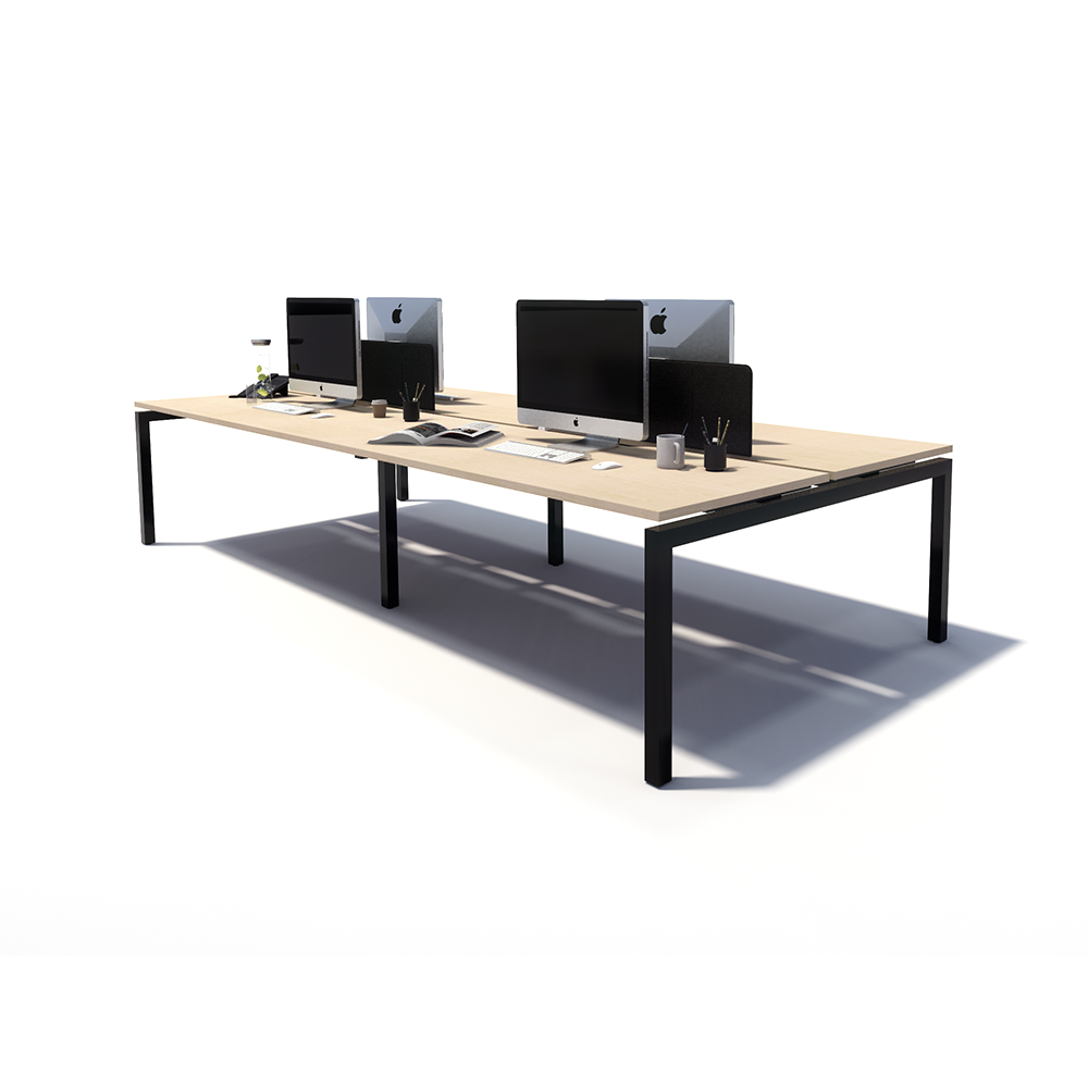 Gen Y 4 Person Back to Back Black Frame Workstation