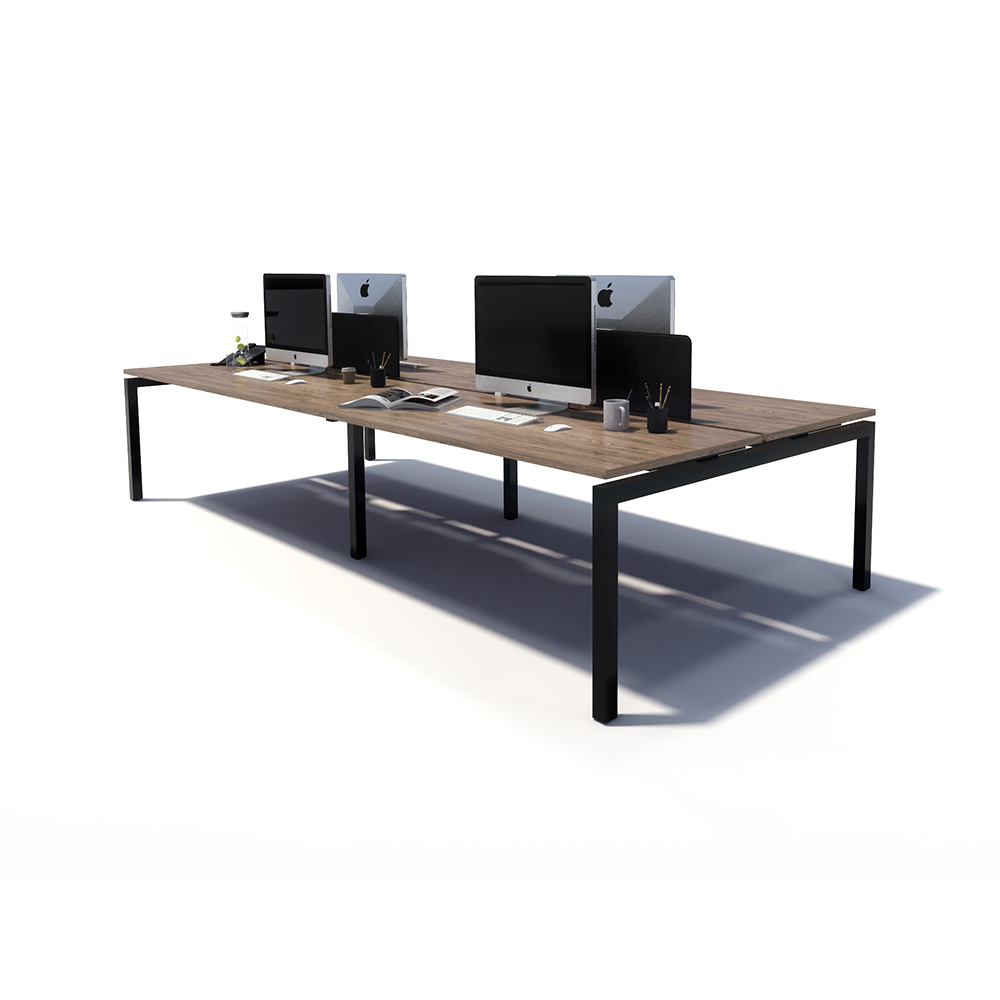 Gen Y 4 Person Back to Back Black Frame Workstation