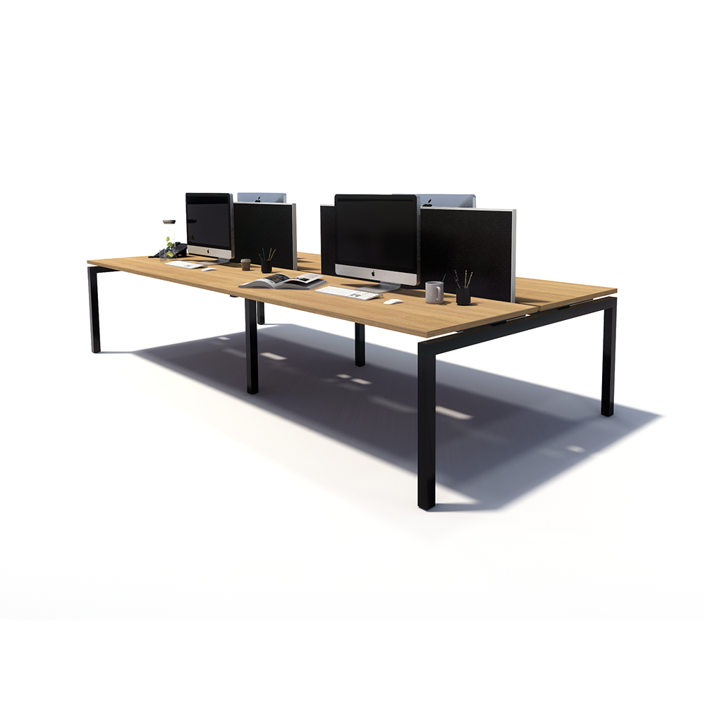 Gen Y 4 Person Back to Back Black Frame Workstation