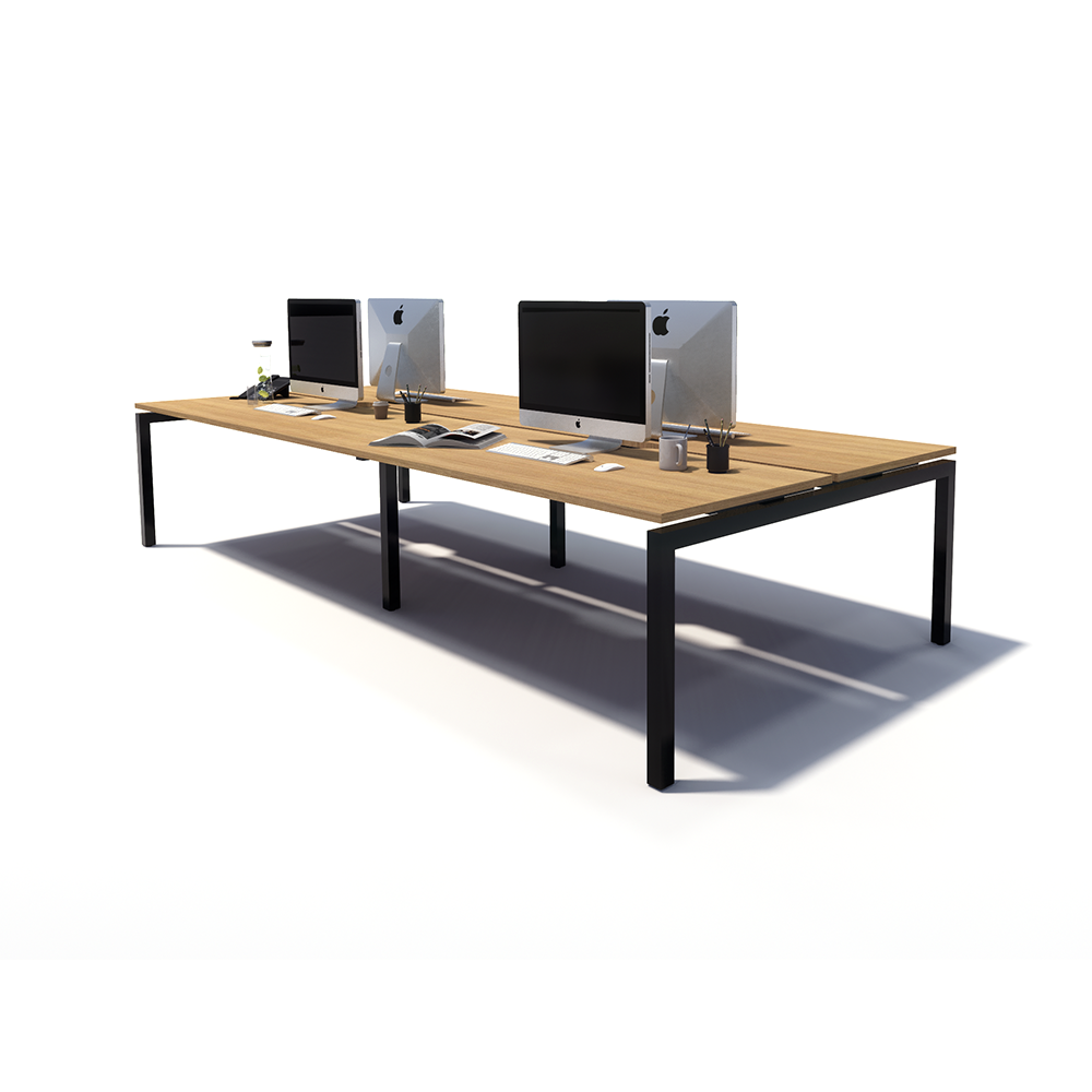 Gen Y 4 Person Back to Back Black Frame Workstation