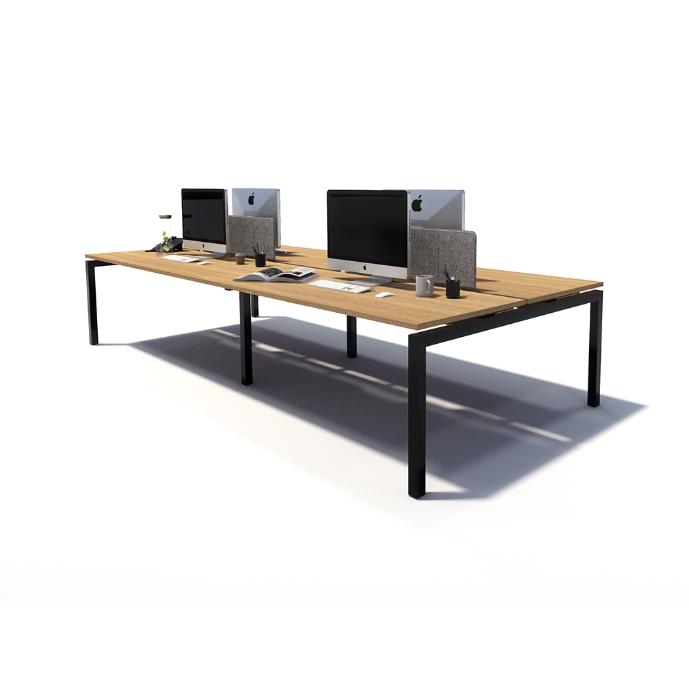 Gen Y 4 Person Back to Back Black Frame Workstation