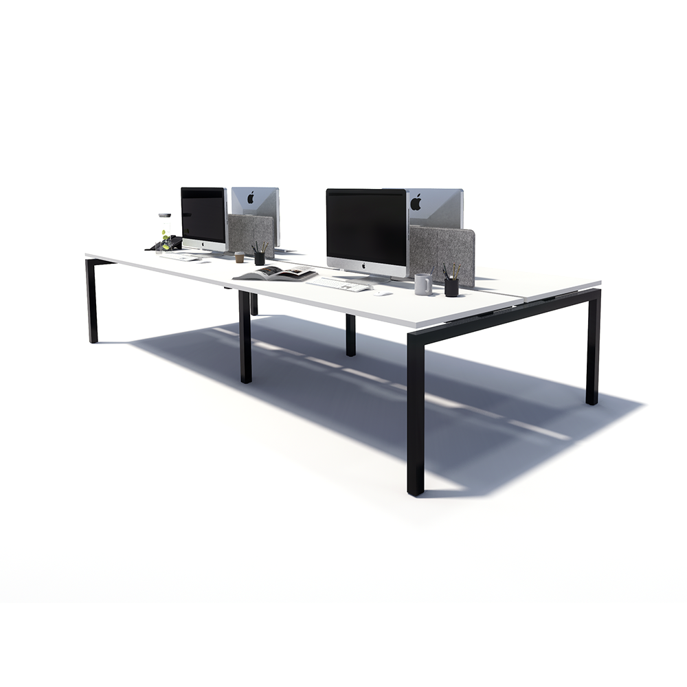 Gen Y 4 Person Back to Back Black Frame Workstation