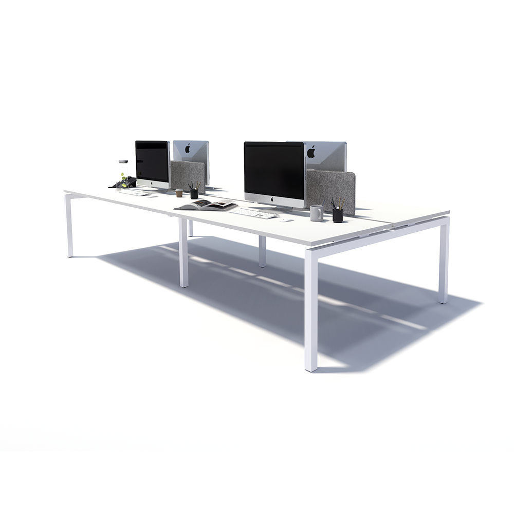 Gen Y 4 Person Back to Back White Frame Workstation