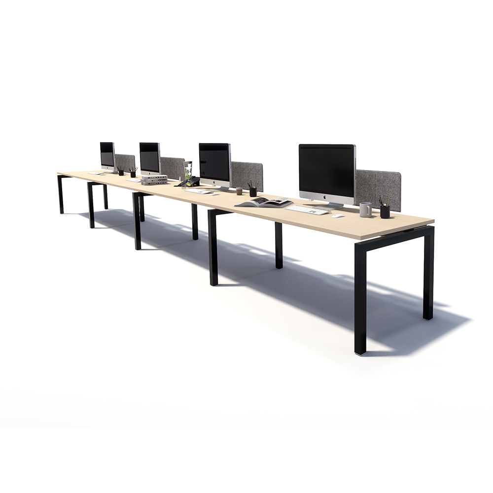 Gen Y 4 Person Side by Side Black Frame Workstation