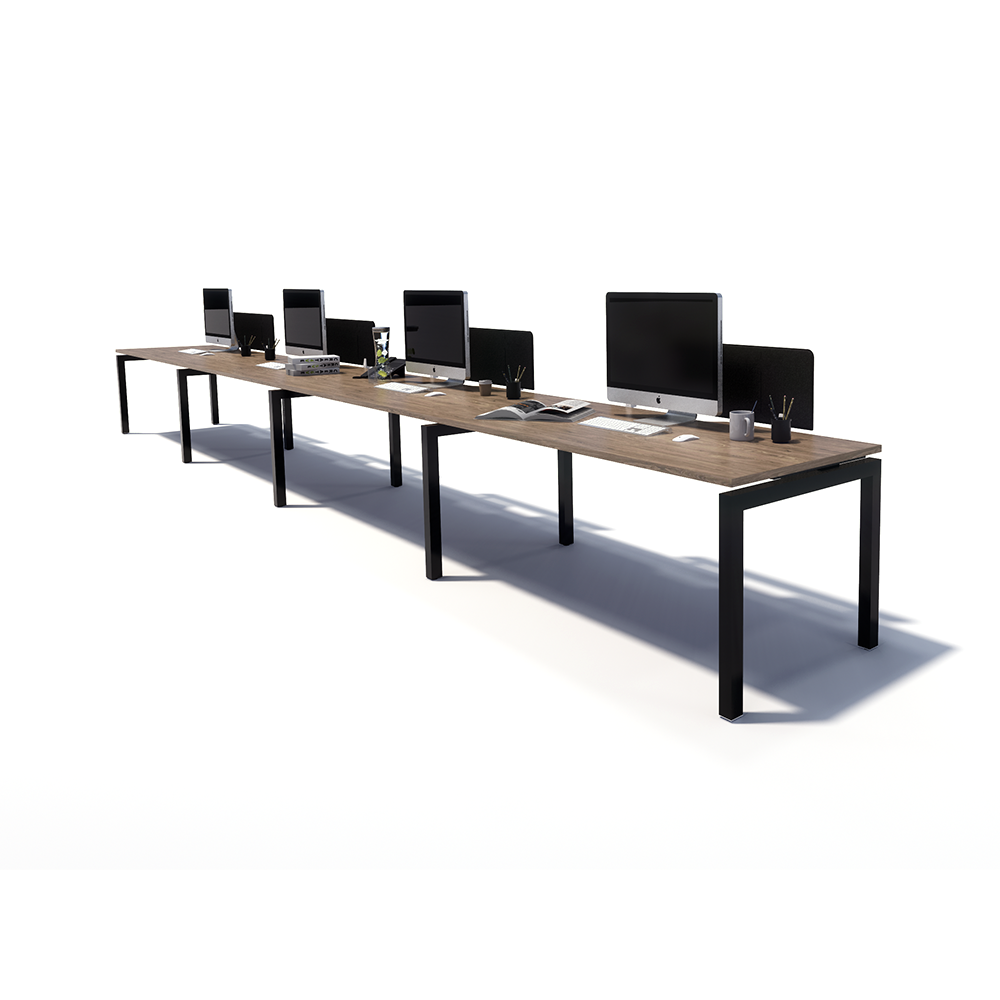 Gen Y 4 Person Side by Side Black Frame Workstation