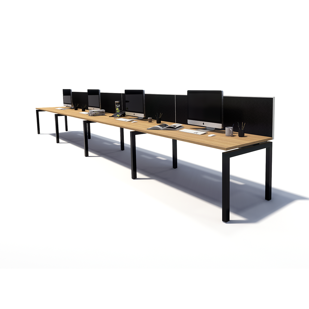 Gen Y 4 Person Side by Side Black Frame Workstation