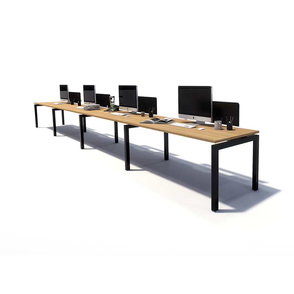 Gen Y 4 Person Side by Side Black Frame Workstation