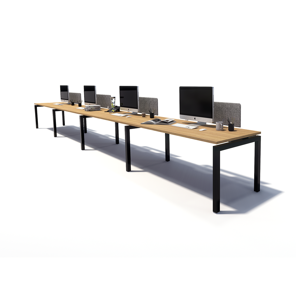 Gen Y 4 Person Side by Side Black Frame Workstation