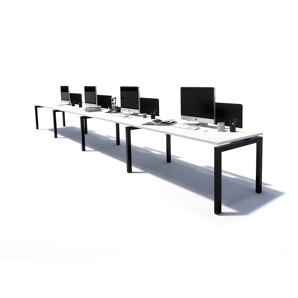 Gen Y 4 Person Side by Side Black Frame Workstation