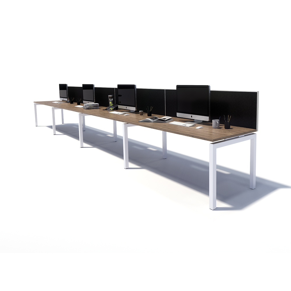 Gen Y 4 Person Side by Side White Frame Workstation