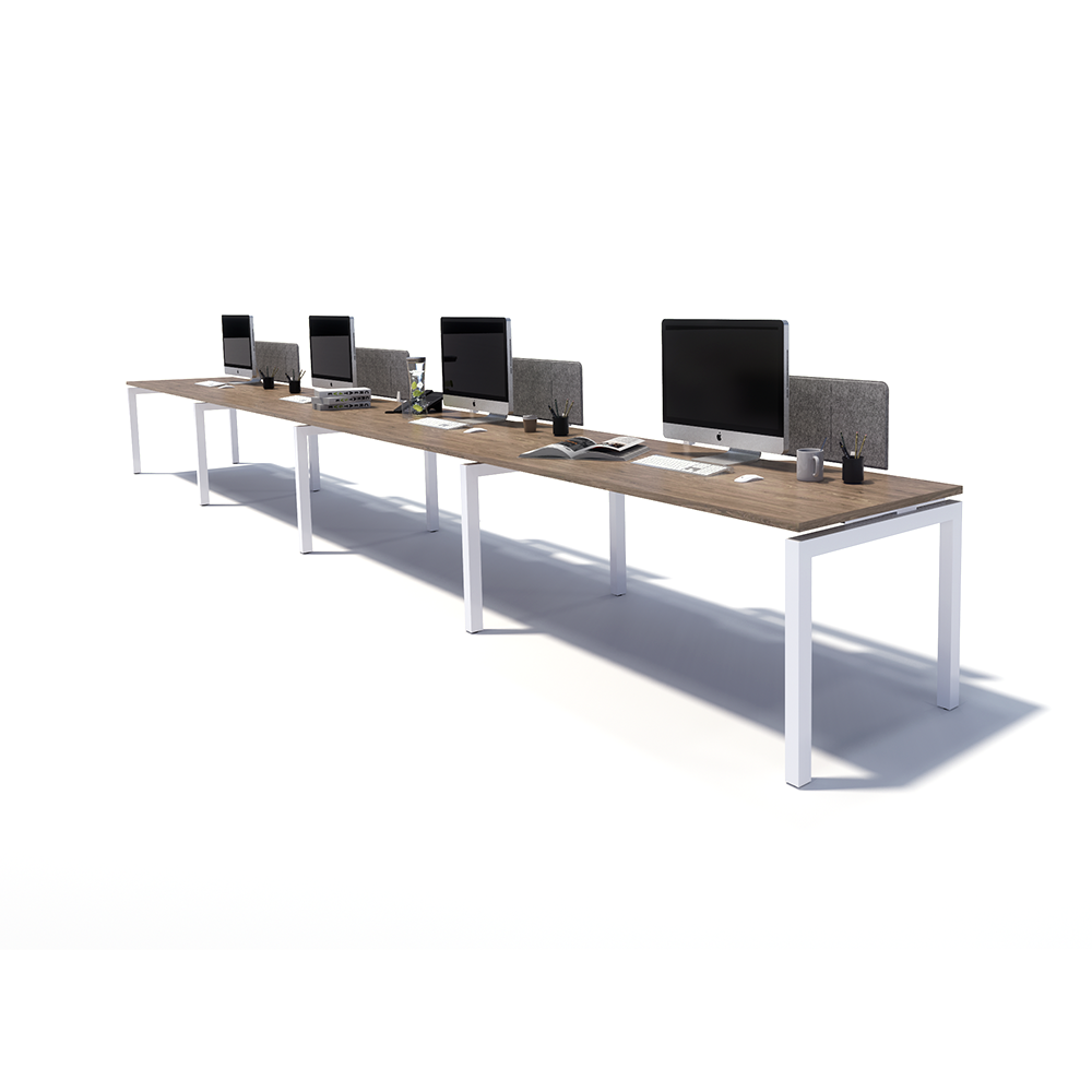 Gen Y 4 Person Side by Side White Frame Workstation