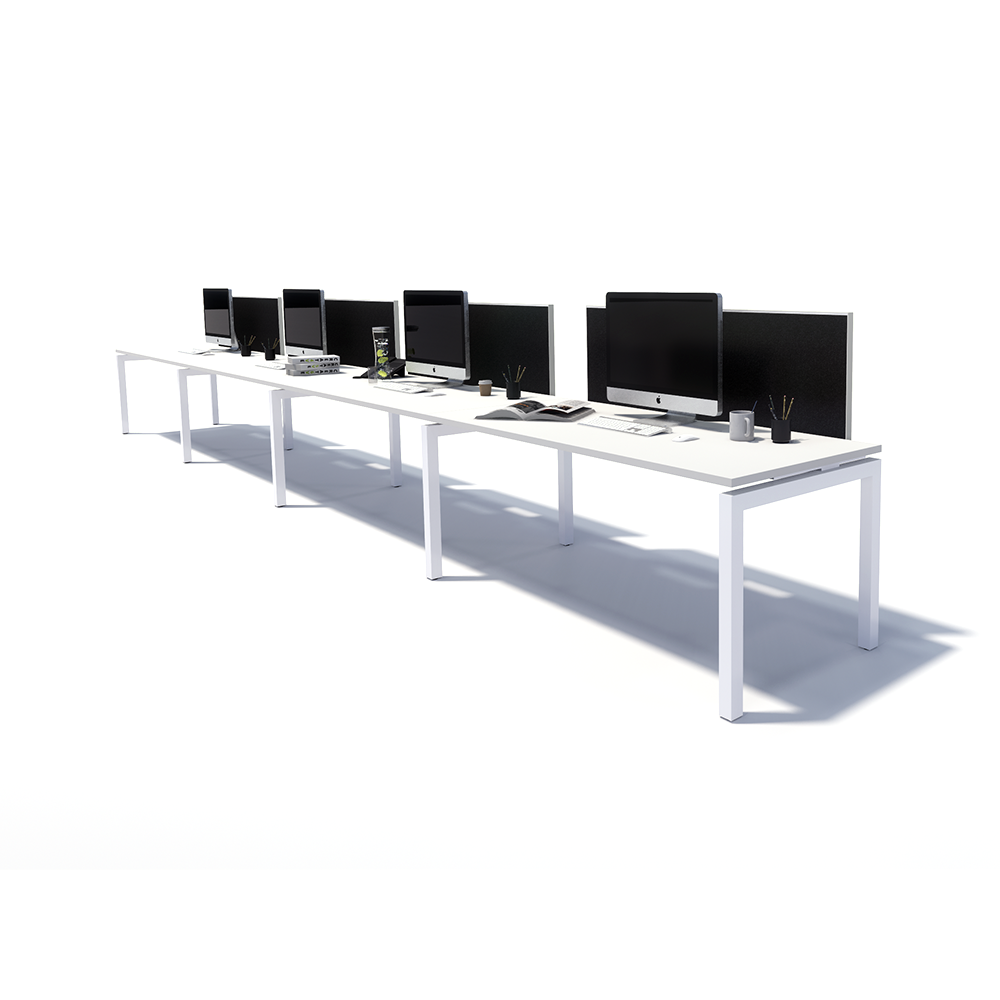 Gen Y 4 Person Side by Side White Frame Workstation
