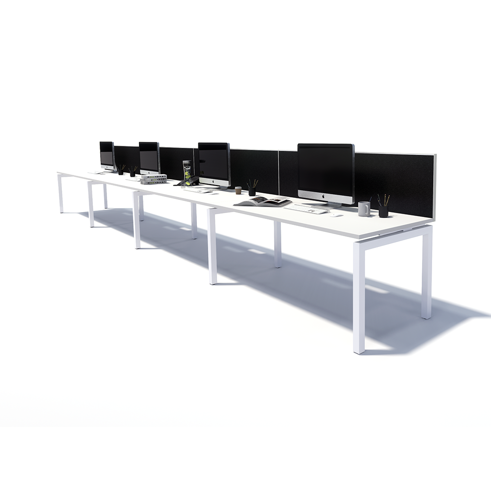 Gen Y 4 Person Side by Side White Frame Workstation