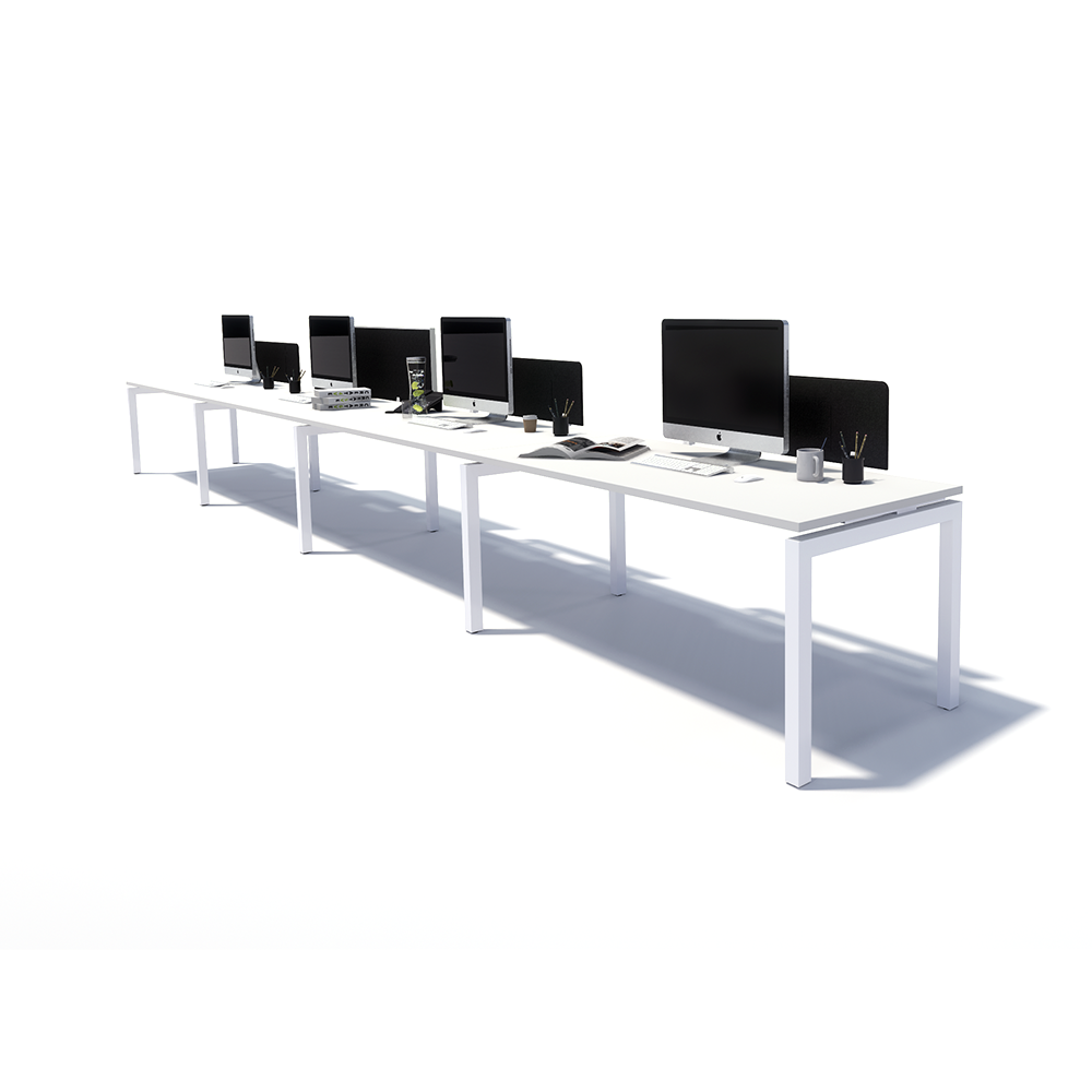 Gen Y 4 Person Side by Side White Frame Workstation