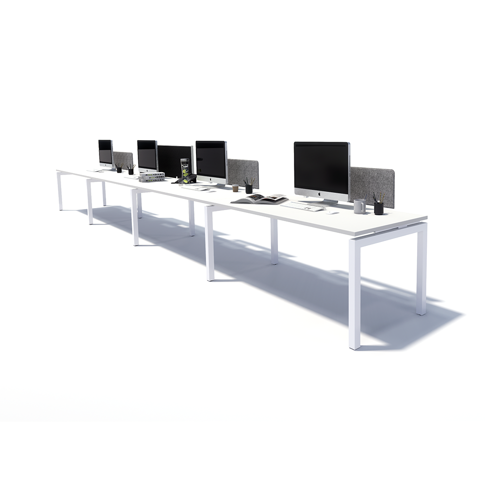 Gen Y 4 Person Side by Side White Frame Workstation