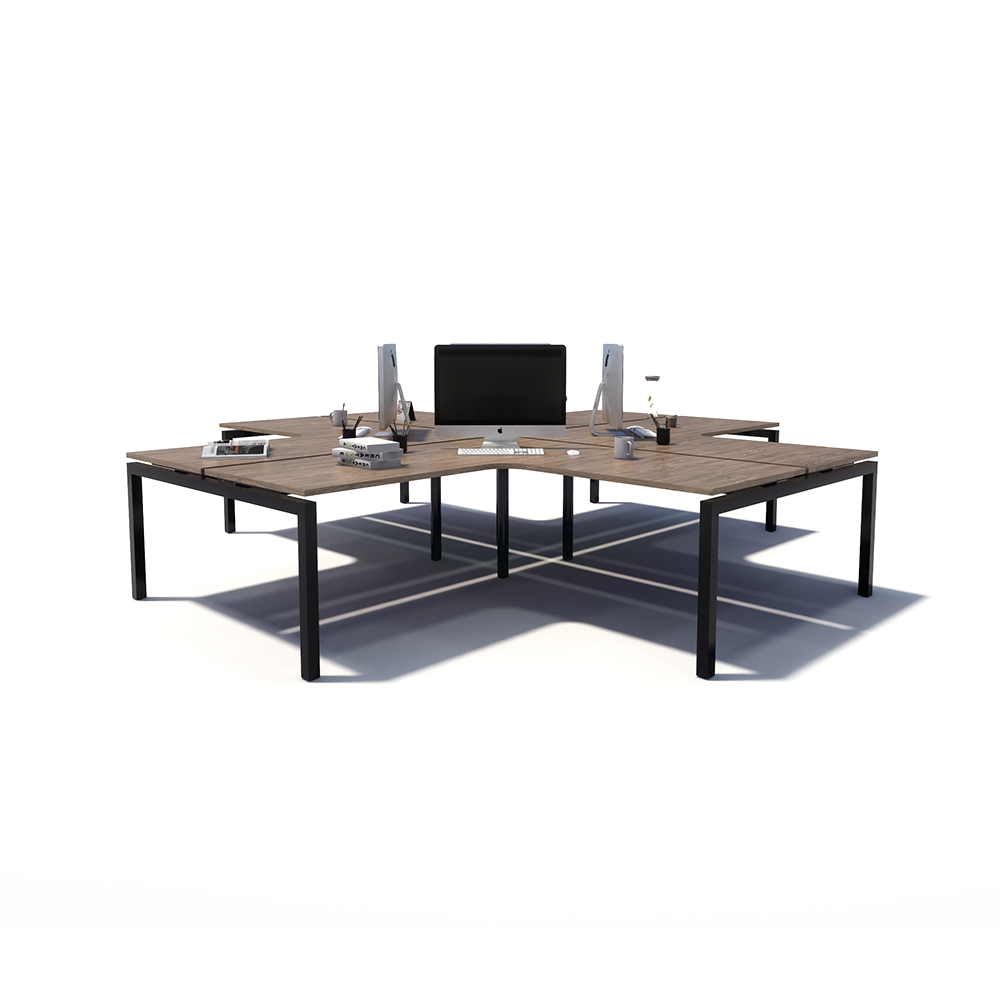 Gen Y 4-way 4 Person Black Frame Workstation