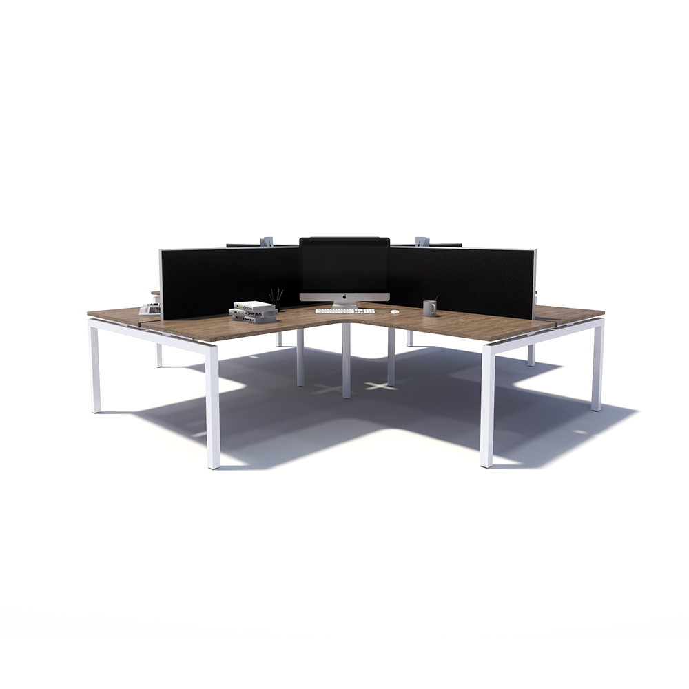 Gen Y 4-way 4 Person White Frame Workstation