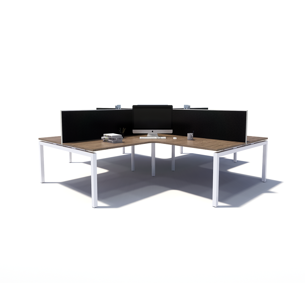 Gen Y 4-way 4 Person White Frame Workstation