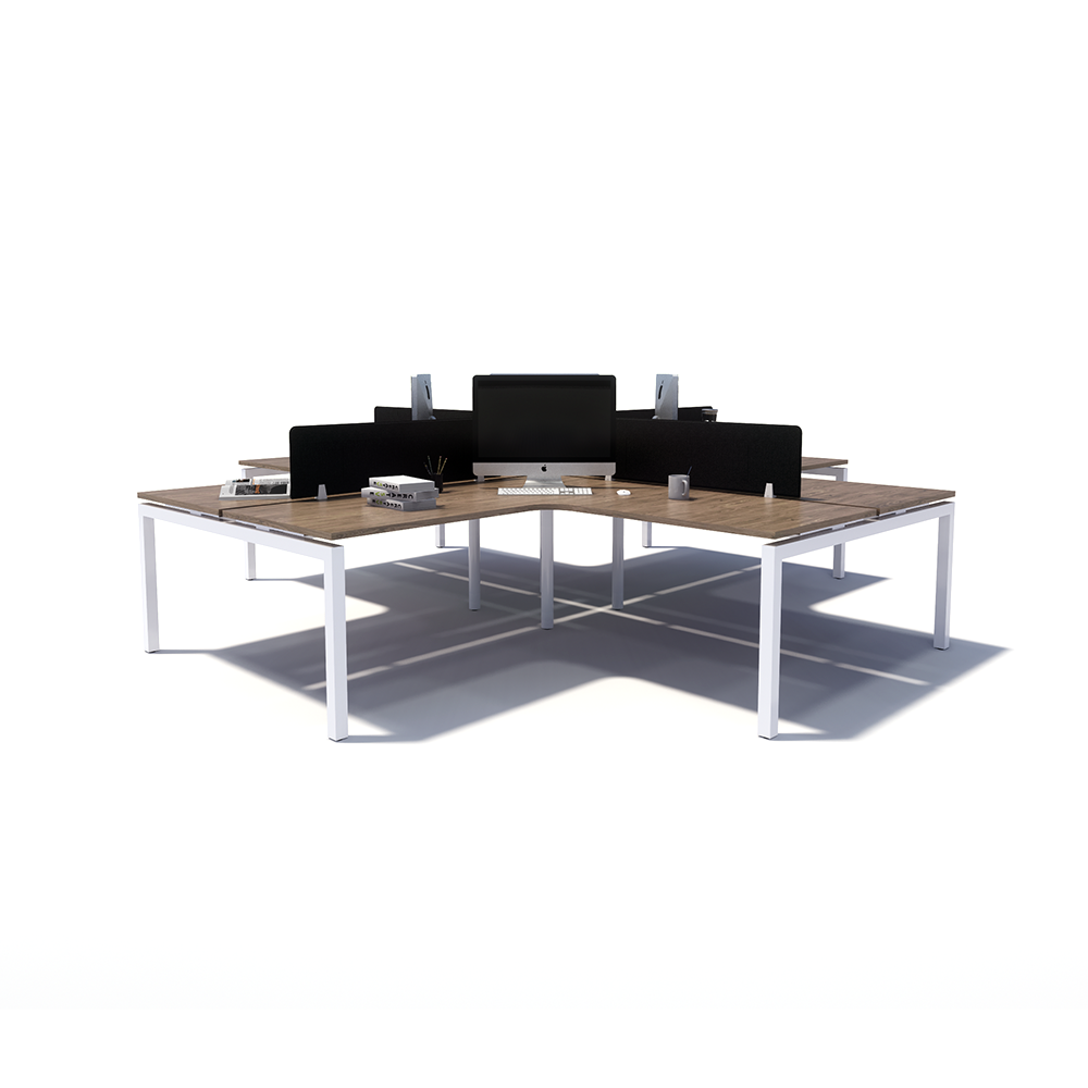 Gen Y 4-way 4 Person White Frame Workstation