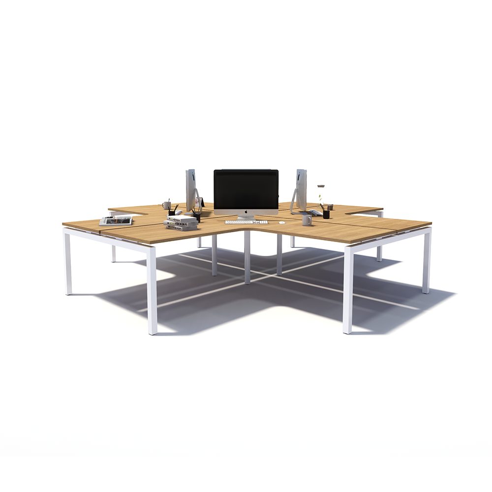 Gen Y 4-way 4 Person White Frame Workstation