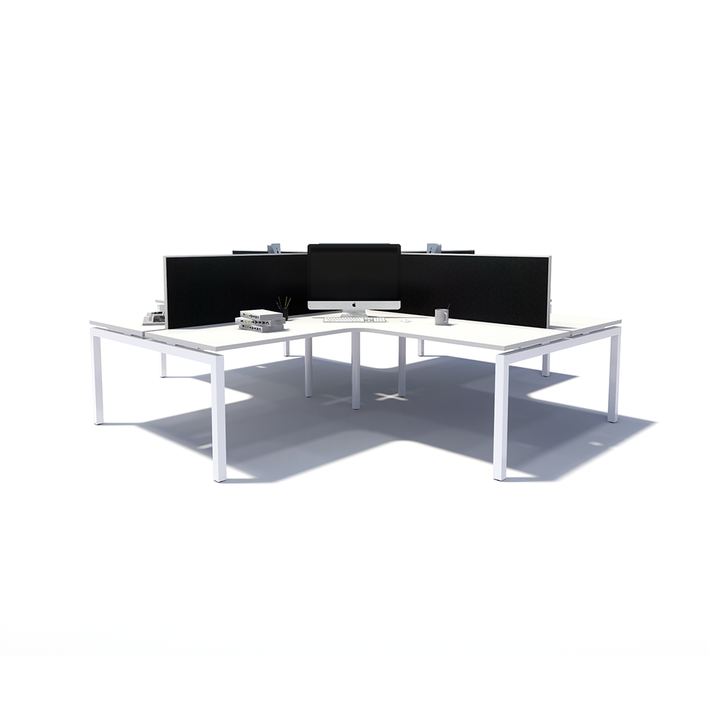 Gen Y 4-way 4 Person White Frame Workstation