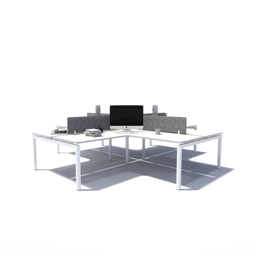 Gen Y 4-way 4 Person White Frame Workstation