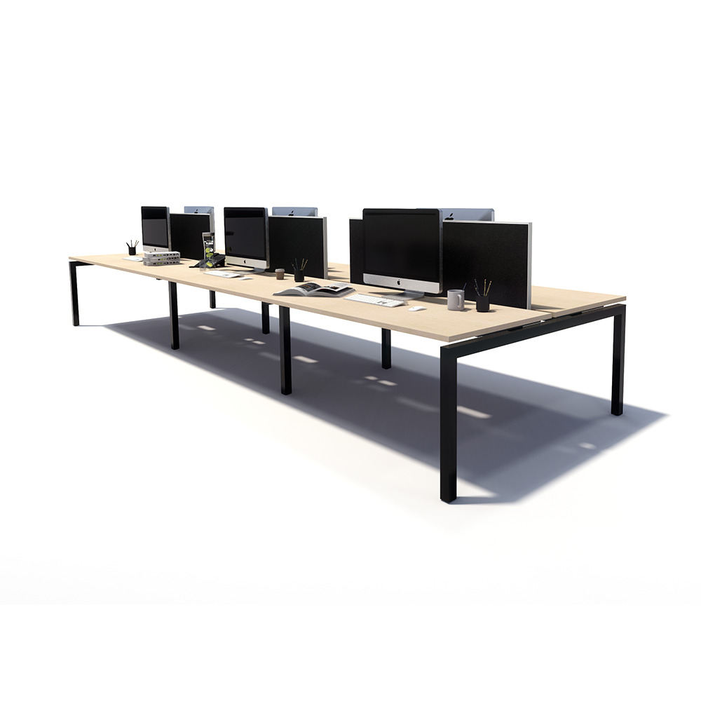 Gen Y 6 Person Back to Back Black Frame Workstation