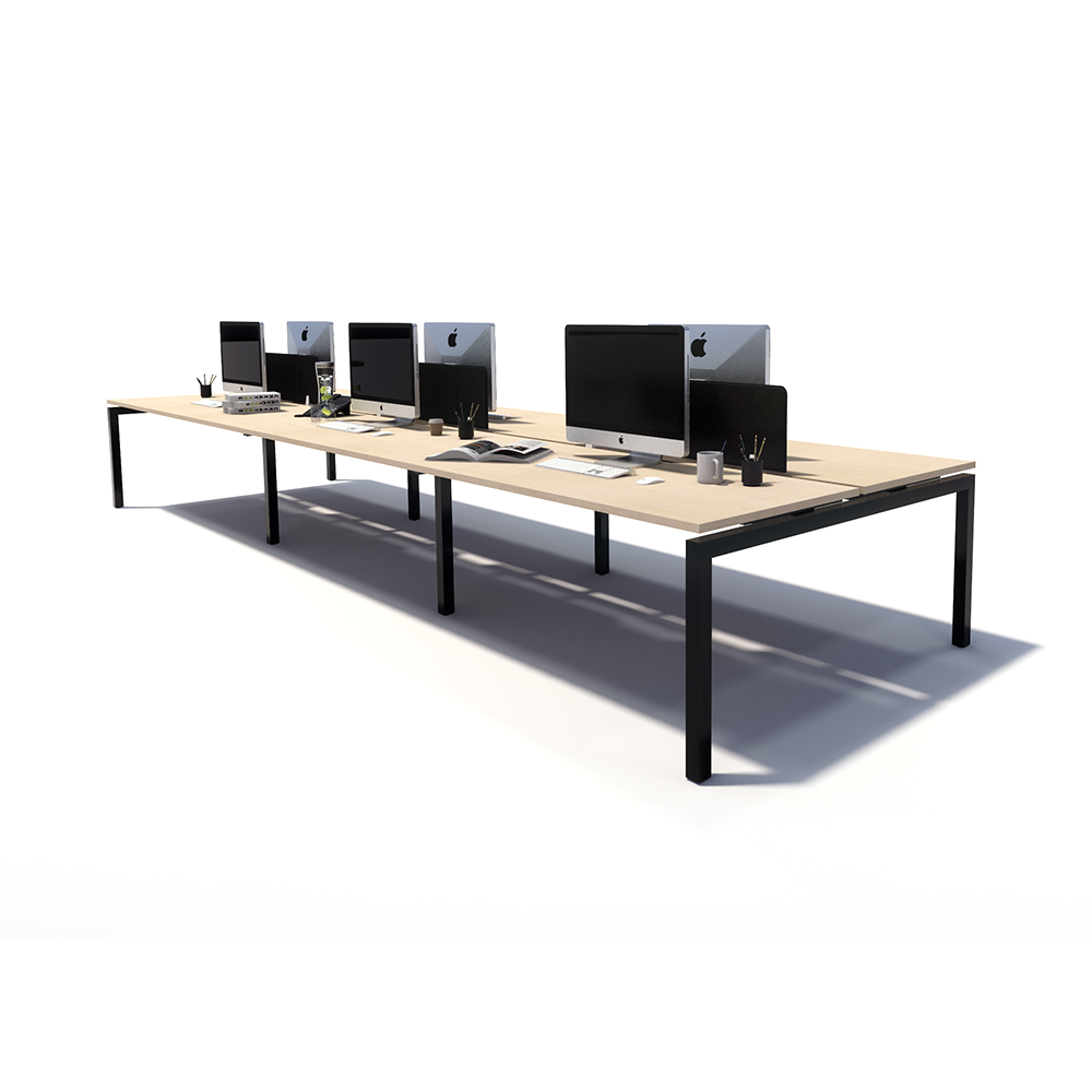 Gen Y 6 Person Back to Back Black Frame Workstation