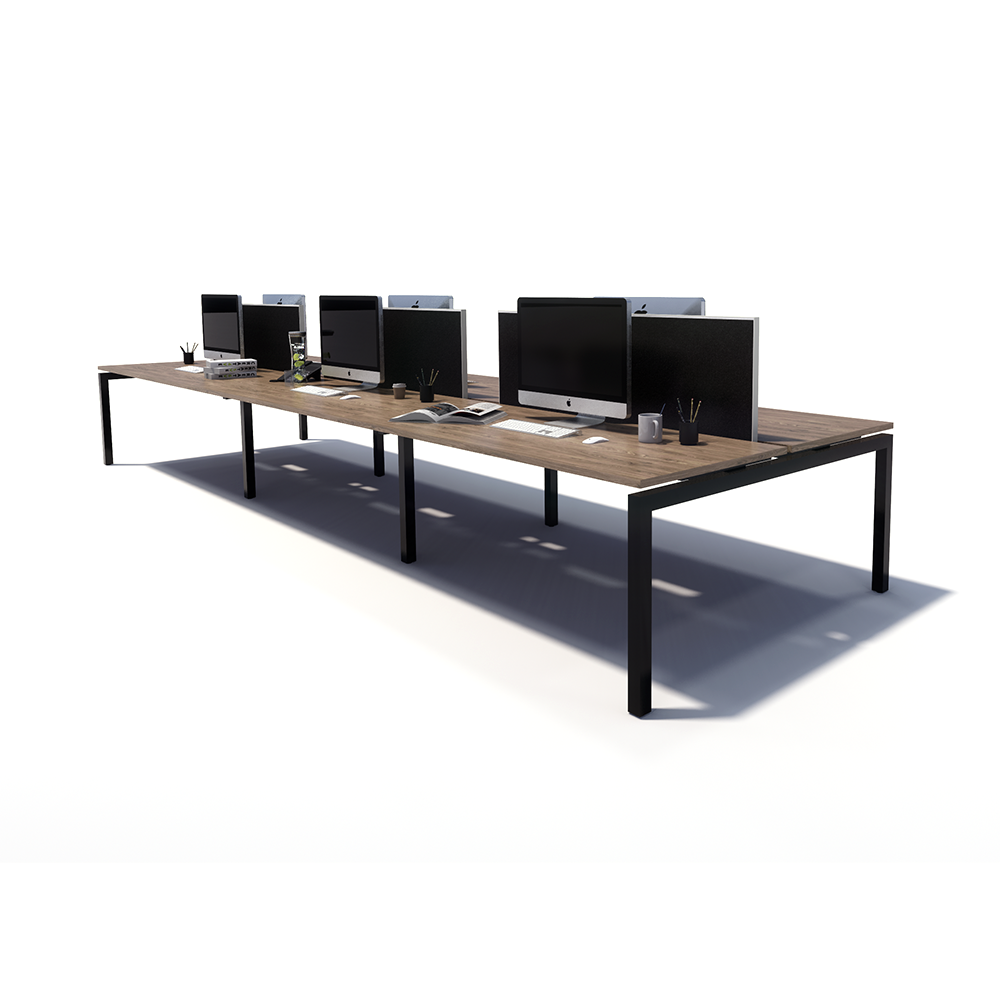 Gen Y 6 Person Back to Back Black Frame Workstation