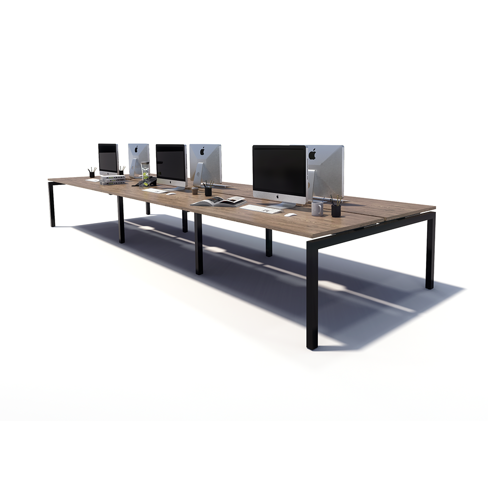 Gen Y 6 Person Back to Back Black Frame Workstation