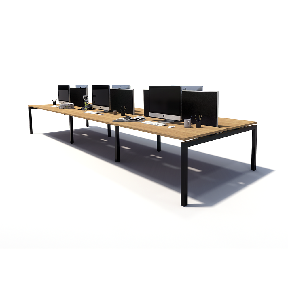 Gen Y 6 Person Back to Back Black Frame Workstation