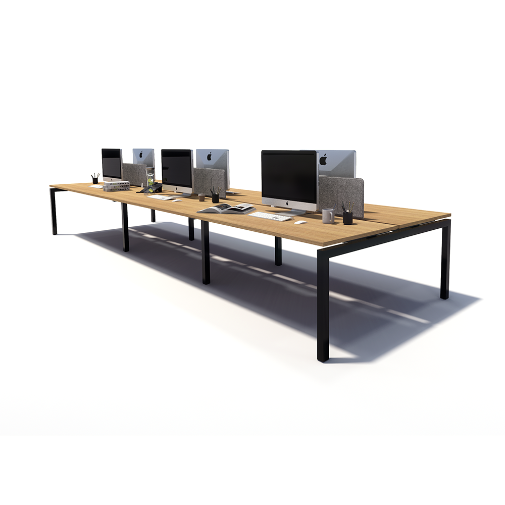 Gen Y 6 Person Back to Back Black Frame Workstation
