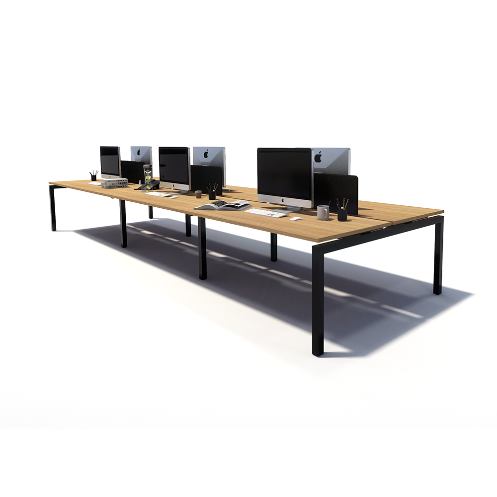 Gen Y 6 Person Back to Back Black Frame Workstation