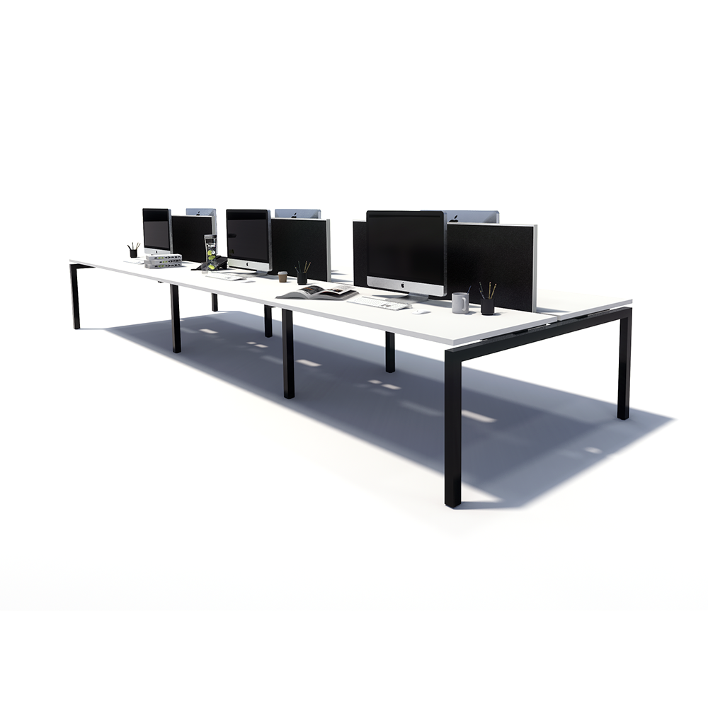 Gen Y 6 Person Back to Back Black Frame Workstation