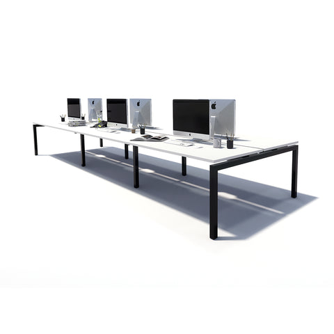 Gen Y 6 Person Back to Back Black Frame Workstation