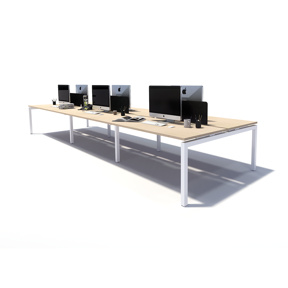 Gen Y 6 Person Back to Back White Frame Workstation