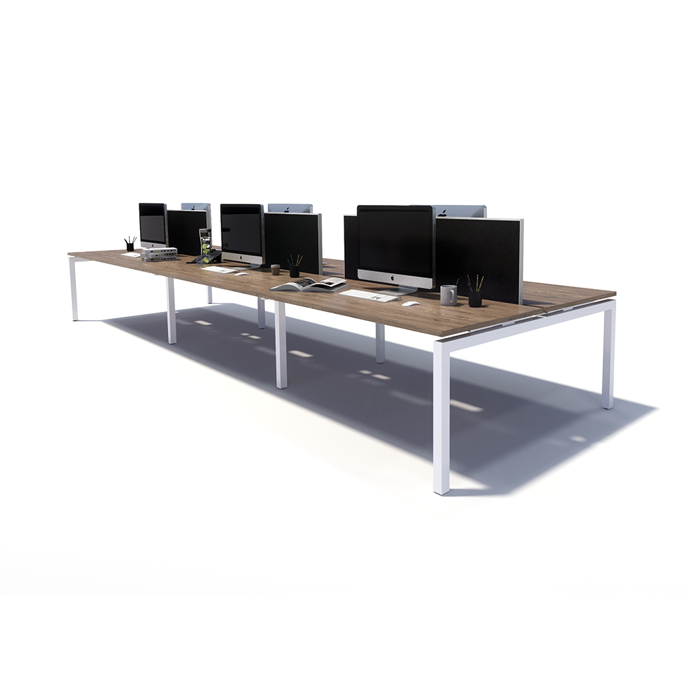 Gen Y 6 Person Back to Back White Frame Workstation