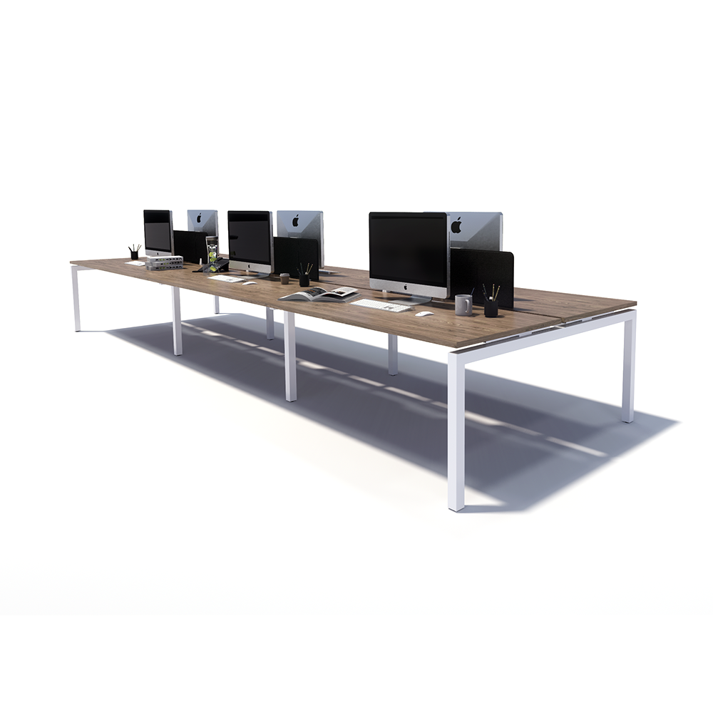 Gen Y 6 Person Back to Back White Frame Workstation