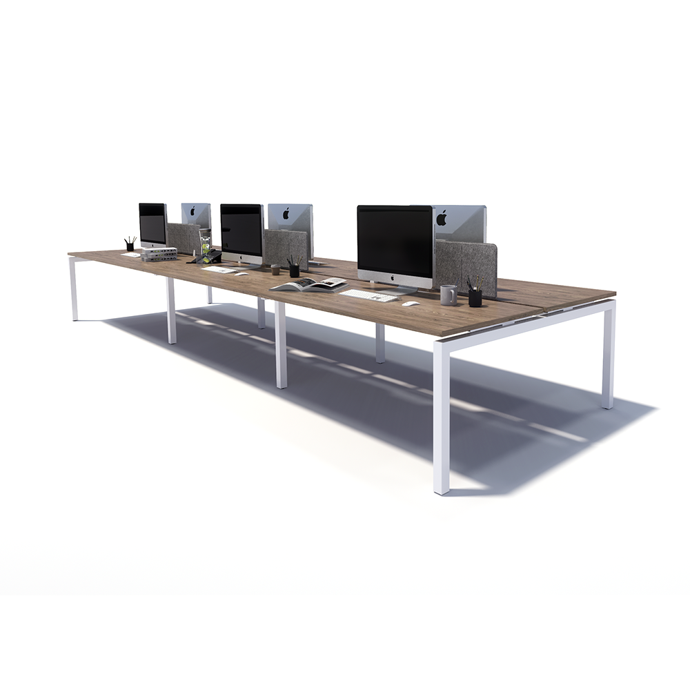 Gen Y 6 Person Back to Back White Frame Workstation