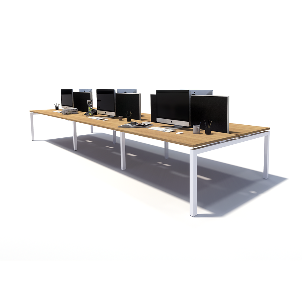 Gen Y 6 Person Back to Back White Frame Workstation