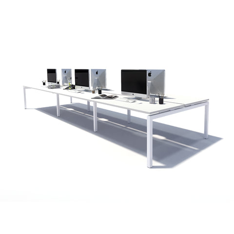 Gen Y 6 Person Back to Back White Frame Workstation