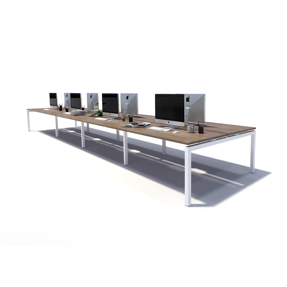 Gen Y 8 Person Back to Back White Frame Workstation