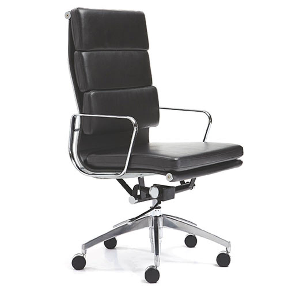 Manta High Back Office Chair in Black Leather