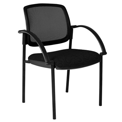 Maxi 4 Leg Mesh Back Black Frame Visitor Chair with Arms