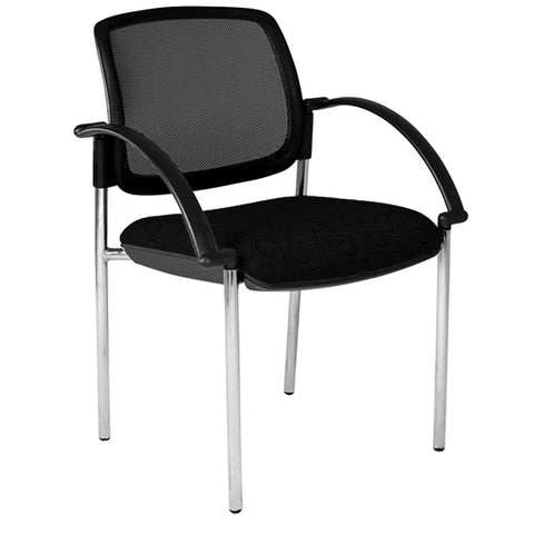 Maxi 4 Leg Mesh Back White Frame Visitor Chair with Arms