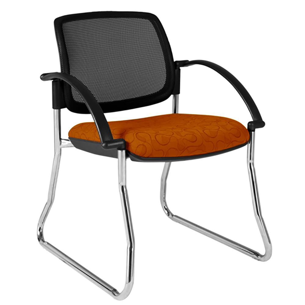 Maxi Sled Mesh Back White Frame Visitor Chair with Arms