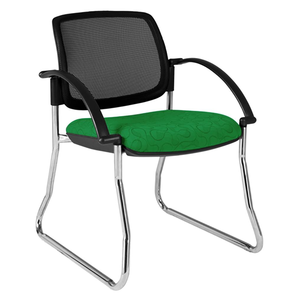 Maxi Sled Mesh Back White Frame Visitor Chair with Arms