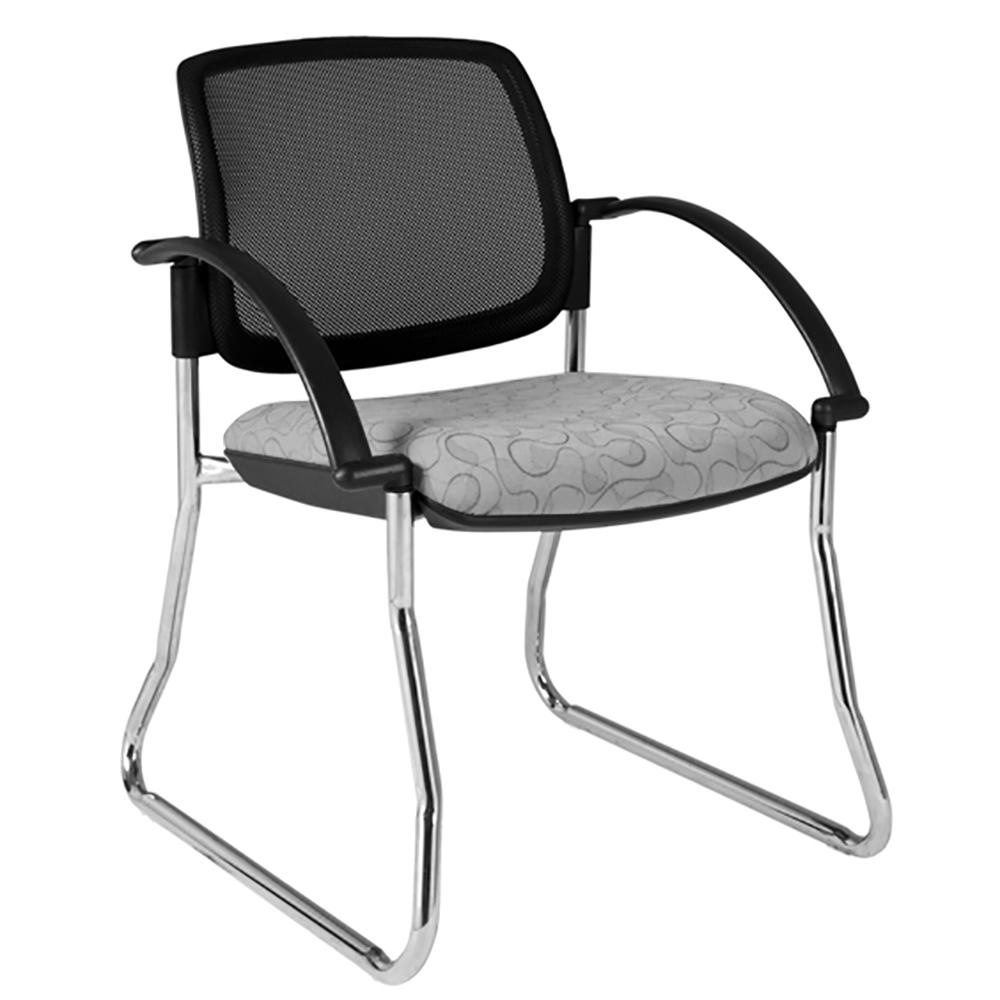 Maxi Sled Mesh Back White Frame Visitor Chair with Arms