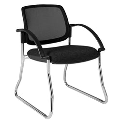 Maxi Sled Mesh Back White Frame Visitor Chair with Arms