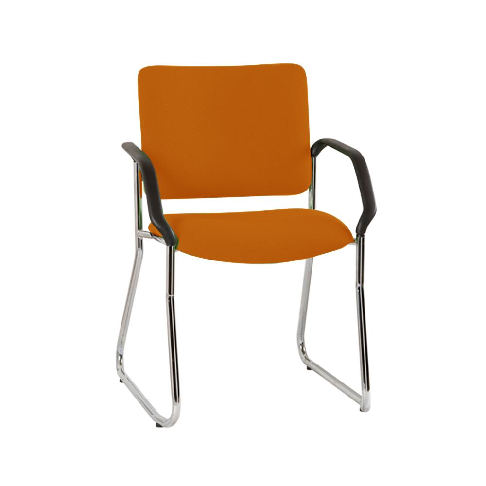 Vera High Back Chrome Sled Base Chair with Arms